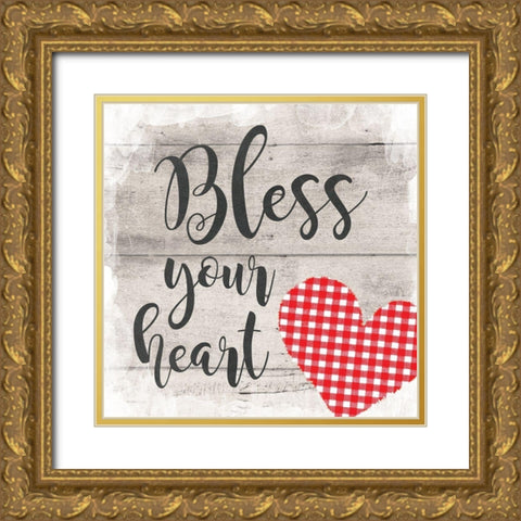 Bless Your Heart Gold Ornate Wood Framed Art Print with Double Matting by Murray, Amanda