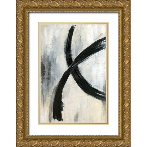 Abstract Rings I Gold Ornate Wood Framed Art Print with Double Matting by Nan