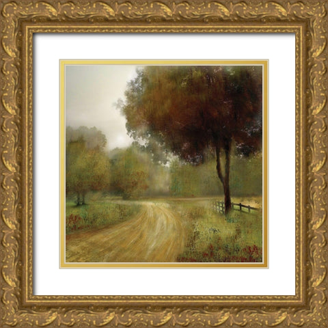 Country Road Gold Ornate Wood Framed Art Print with Double Matting by Nan