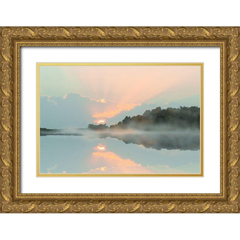 Sunset Cove Gold Ornate Wood Framed Art Print with Double Matting by Nan