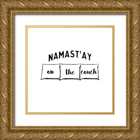 Namastay Couch Gold Ornate Wood Framed Art Print with Double Matting by CAD Designs