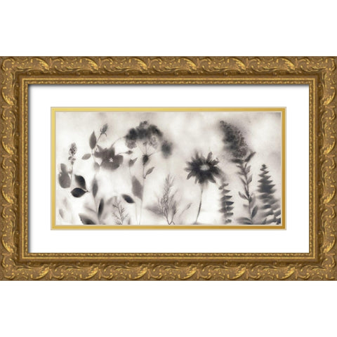 Misty Wildflower Morning Gold Ornate Wood Framed Art Print with Double Matting by Nan