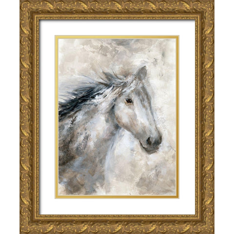 Neutral Horse Gold Ornate Wood Framed Art Print with Double Matting by Nan