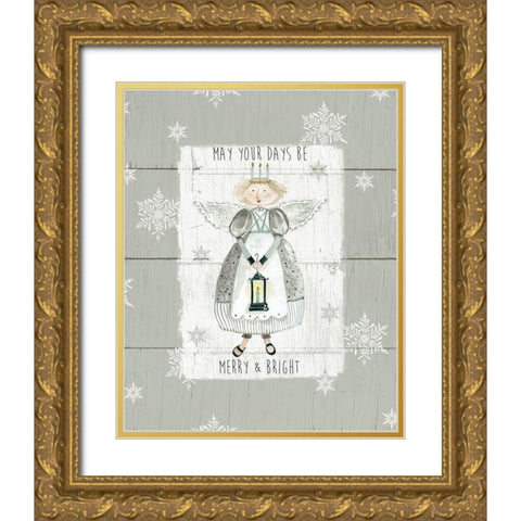 Merry and Bright Gold Ornate Wood Framed Art Print with Double Matting by Robinson, Carol