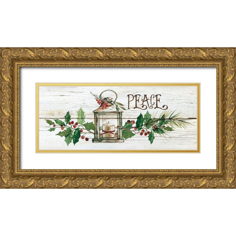 Rustic Peace Gold Ornate Wood Framed Art Print with Double Matting by Robinson, Carol