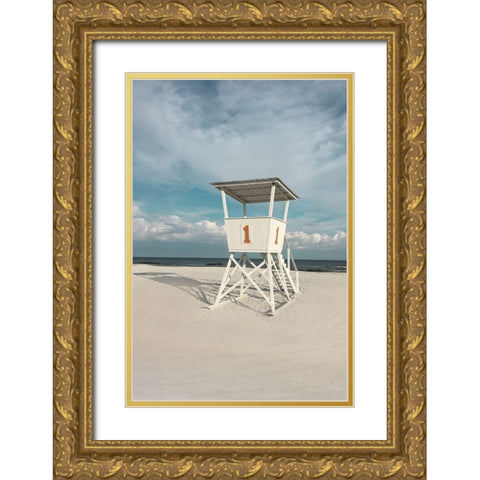 Sitting High Gold Ornate Wood Framed Art Print with Double Matting by Nan