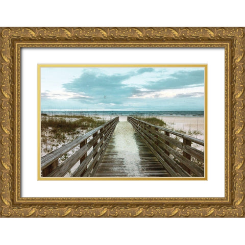 Happy Place Gold Ornate Wood Framed Art Print with Double Matting by Nan