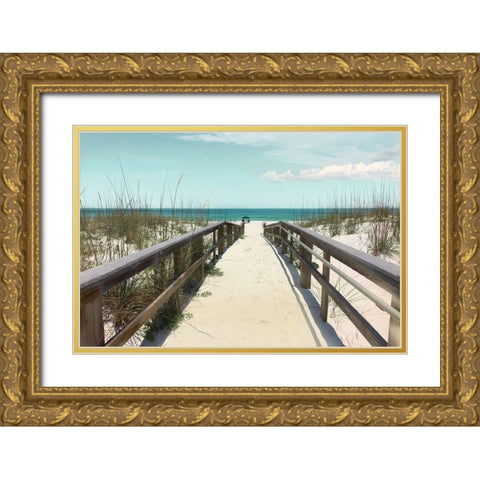 Welcome To Paradise Gold Ornate Wood Framed Art Print with Double Matting by Nan