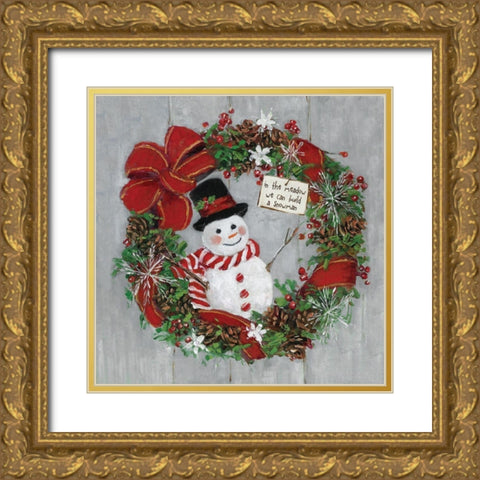 Mr. Snowman Gold Ornate Wood Framed Art Print with Double Matting by Swatland, Sally