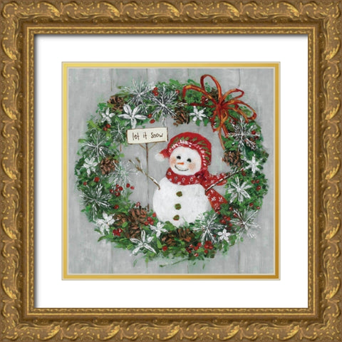 Mrs. Snowman Gold Ornate Wood Framed Art Print with Double Matting by Swatland, Sally