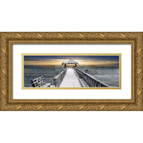 Honduras Pier Gold Ornate Wood Framed Art Print with Double Matting by Carpentieri, Natalie