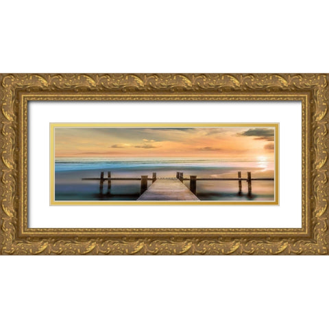 Malibu Gold Ornate Wood Framed Art Print with Double Matting by Calascibetta, Mike