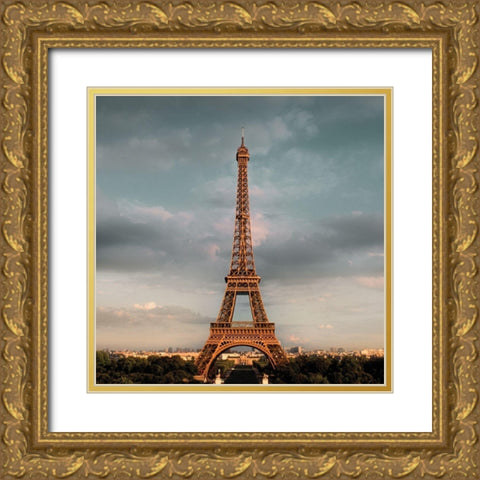 Eiffel Tower Gold Ornate Wood Framed Art Print with Double Matting by Delimont, Danita