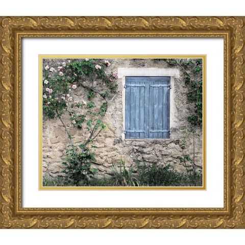 Roses In Gold Ornate Wood Framed Art Print with Double Matting by Delimont, Danita