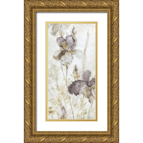 Dawn Iris Gold Ornate Wood Framed Art Print with Double Matting by Robinson, Carol