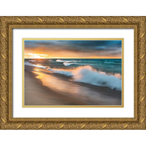 Miners Beach Light Gold Ornate Wood Framed Art Print with Double Matting by Delimont, Danita