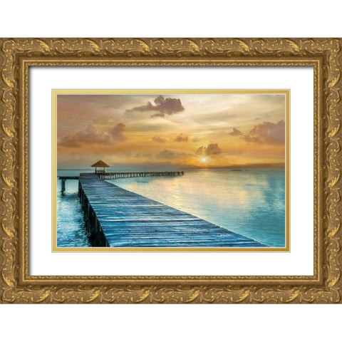 Island Time Gold Ornate Wood Framed Art Print with Double Matting by Calascibetta, Mike