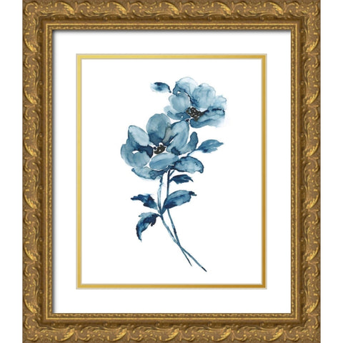 Blue Botanique I Gold Ornate Wood Framed Art Print with Double Matting by Nan