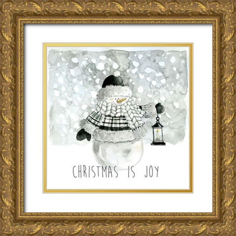 Christmas is Joy Gold Ornate Wood Framed Art Print with Double Matting by Robinson, Carol