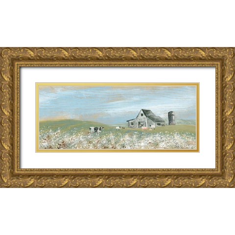 Cotton Fields Gold Ornate Wood Framed Art Print with Double Matting by Robinson, Carol