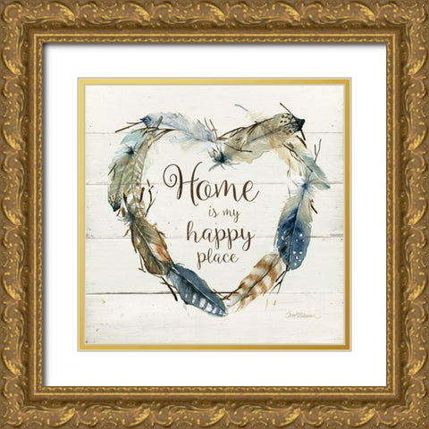 Happy Place Gold Ornate Wood Framed Art Print with Double Matting by Robinson, Carol