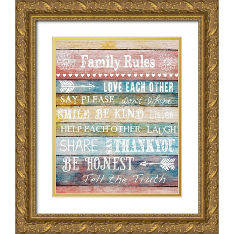Family Rules Gold Ornate Wood Framed Art Print with Double Matting by Knutsen, Conrad