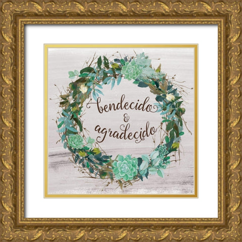 Bendecido Gold Ornate Wood Framed Art Print with Double Matting by Murray, Amanda