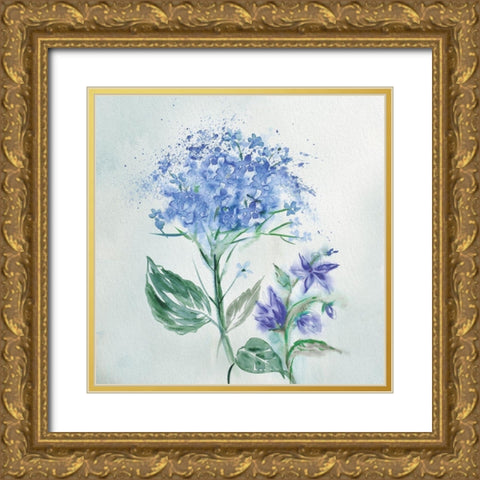 Blue Flower Wash Gold Ornate Wood Framed Art Print with Double Matting by Knutsen, Conrad