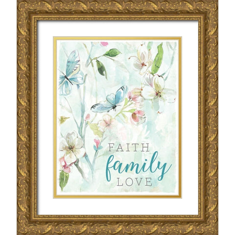 Faith Family Gold Ornate Wood Framed Art Print with Double Matting by Robinson, Carol