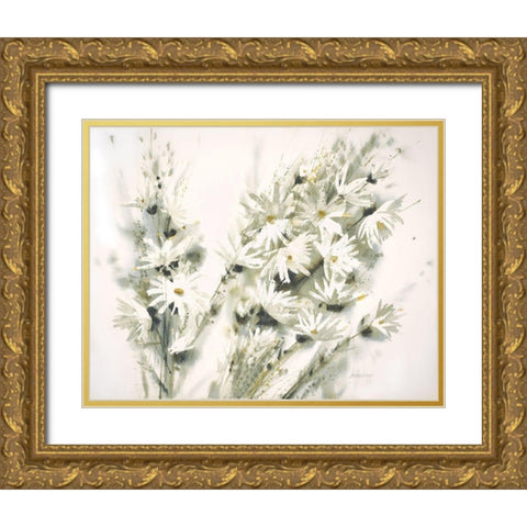 Daisy Spray Gold Ornate Wood Framed Art Print with Double Matting by Bjorkland, George