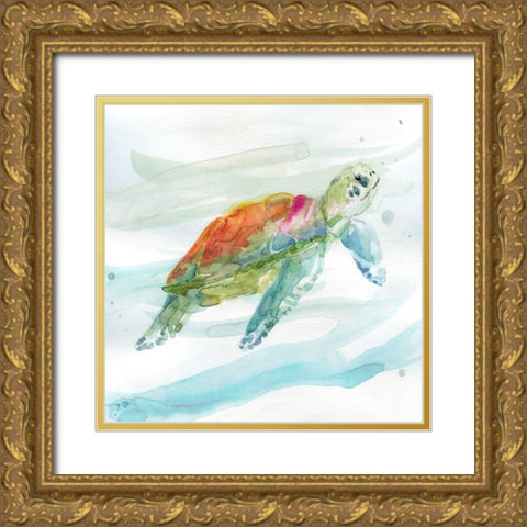 Turtle Tropics I Gold Ornate Wood Framed Art Print with Double Matting by Robinson, Carol