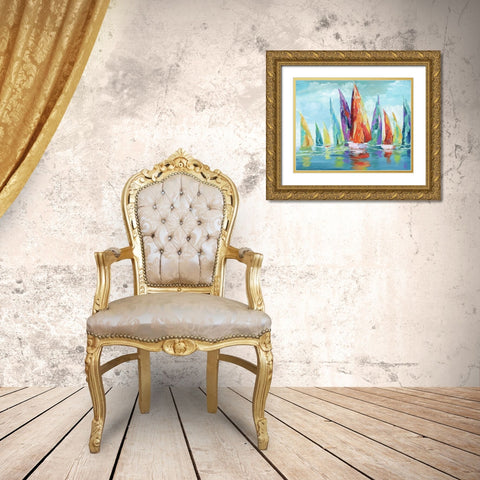 Fine Day Sailing I Gold Ornate Wood Framed Art Print with Double Matting by Nan