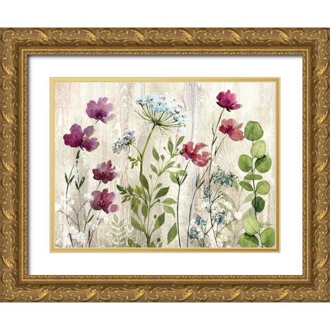 Meadow Flowers I Gold Ornate Wood Framed Art Print with Double Matting by Knutsen, Conrad