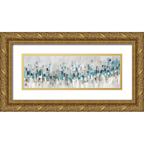 Blue Staccato Gold Ornate Wood Framed Art Print with Double Matting by Craven, Katrina
