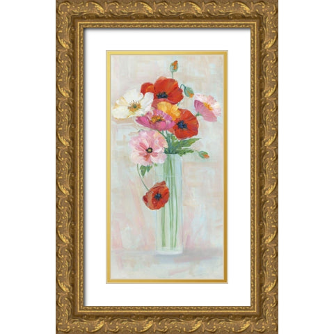 Confetti Poppy Gold Ornate Wood Framed Art Print with Double Matting by Swatland, Sally