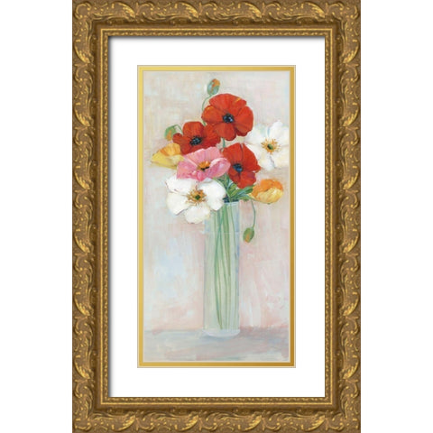 Confetti Poppy Gold Ornate Wood Framed Art Print with Double Matting by Swatland, Sally