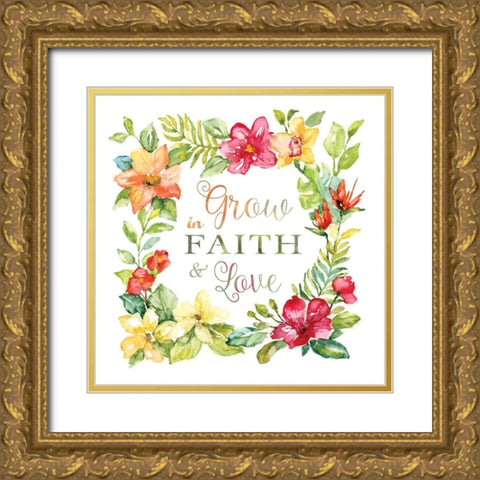 Tropic Faith Wreath Gold Ornate Wood Framed Art Print with Double Matting by Nan