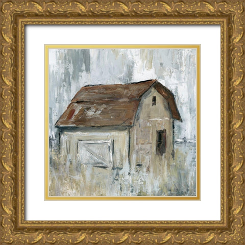 Barn At Dusk Gold Ornate Wood Framed Art Print with Double Matting by Robinson, Carol