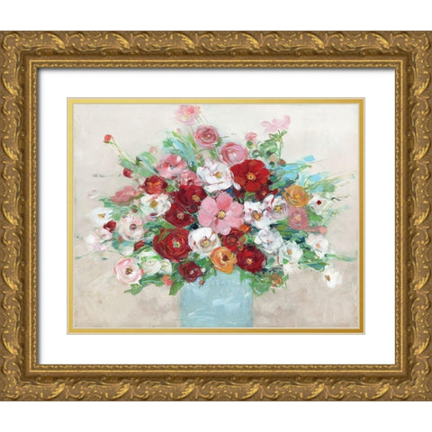 Confetti Flowers Gold Ornate Wood Framed Art Print with Double Matting by Swatland, Sally