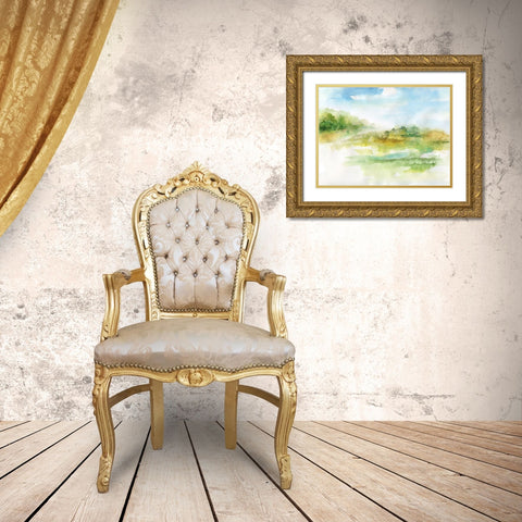 Dreamy Highland Gold Ornate Wood Framed Art Print with Double Matting by Nan