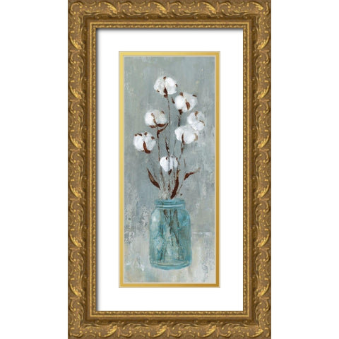 Stalks of Cotton Gold Ornate Wood Framed Art Print with Double Matting by Robinson, Carol