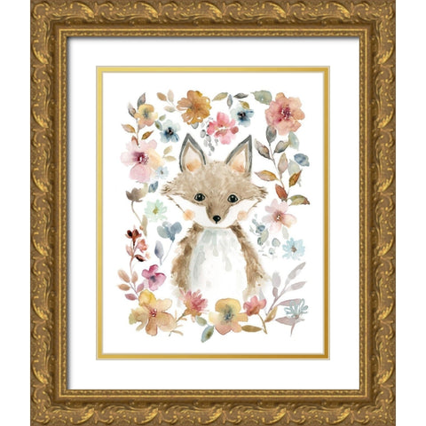 Flowers and Gold Ornate Wood Framed Art Print with Double Matting by Robinson, Carol