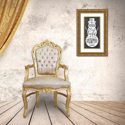 Build A Snowman Gold Ornate Wood Framed Art Print with Double Matting by Murray, Amanda