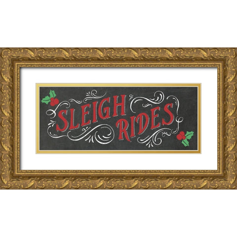 Sleigh Rides Gold Ornate Wood Framed Art Print with Double Matting by Murray, Amanda