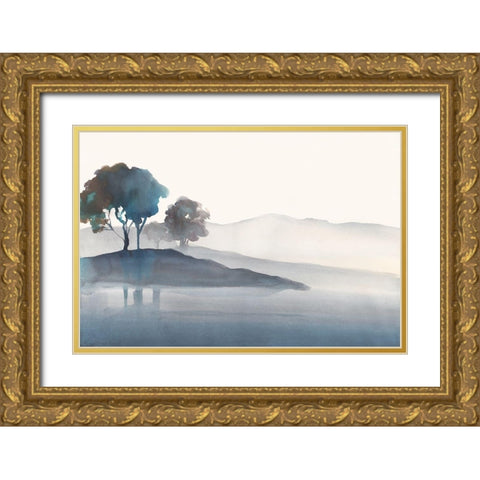 Serene Silhouette Gold Ornate Wood Framed Art Print with Double Matting by Troise Heidel, Theresa