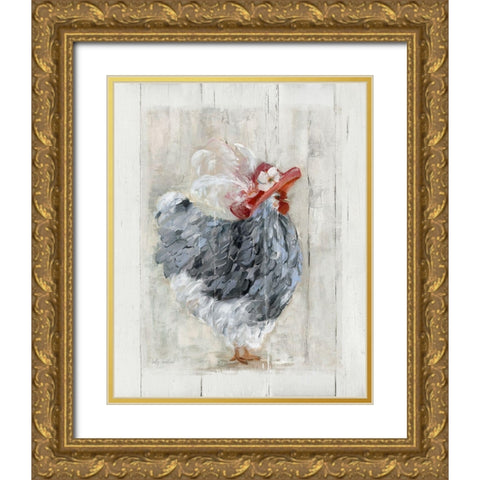 Sunday Best Hen Gold Ornate Wood Framed Art Print with Double Matting by Swatland, Sally