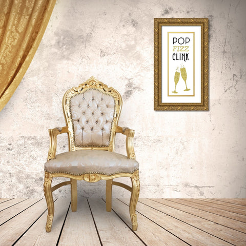 Pop Clink Fizz Gold Ornate Wood Framed Art Print with Double Matting by Murray, Amanda