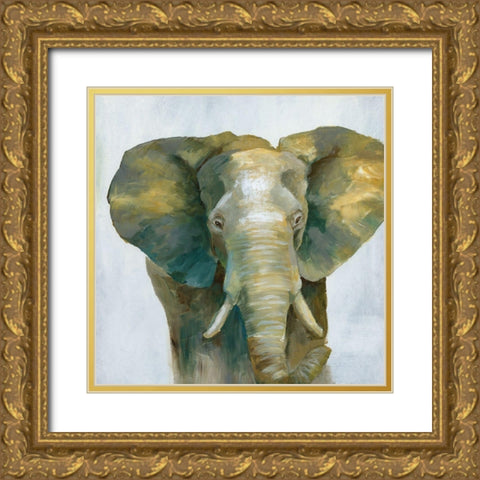Jade Elephant Gold Ornate Wood Framed Art Print with Double Matting by Nan