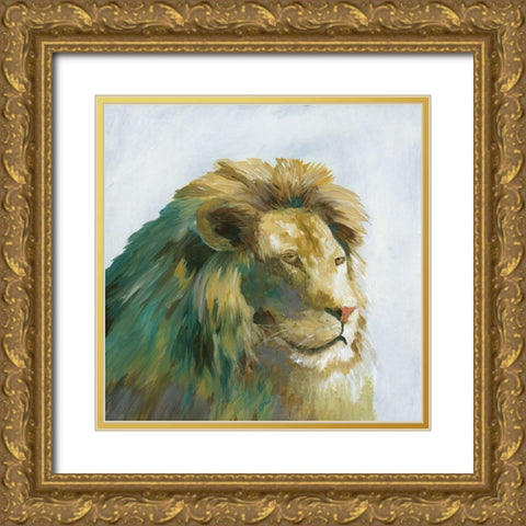 Jade Lion Gold Ornate Wood Framed Art Print with Double Matting by Nan