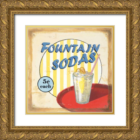 Fountain Sodas Gold Ornate Wood Framed Art Print with Double Matting by Alderson, Lisa